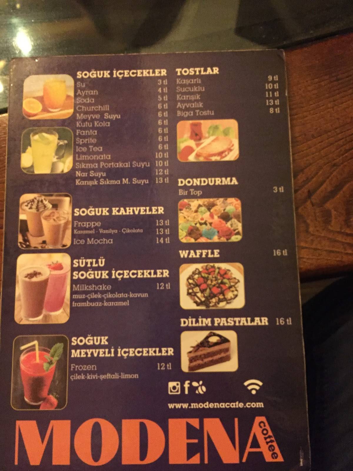 Modena Cafe меню