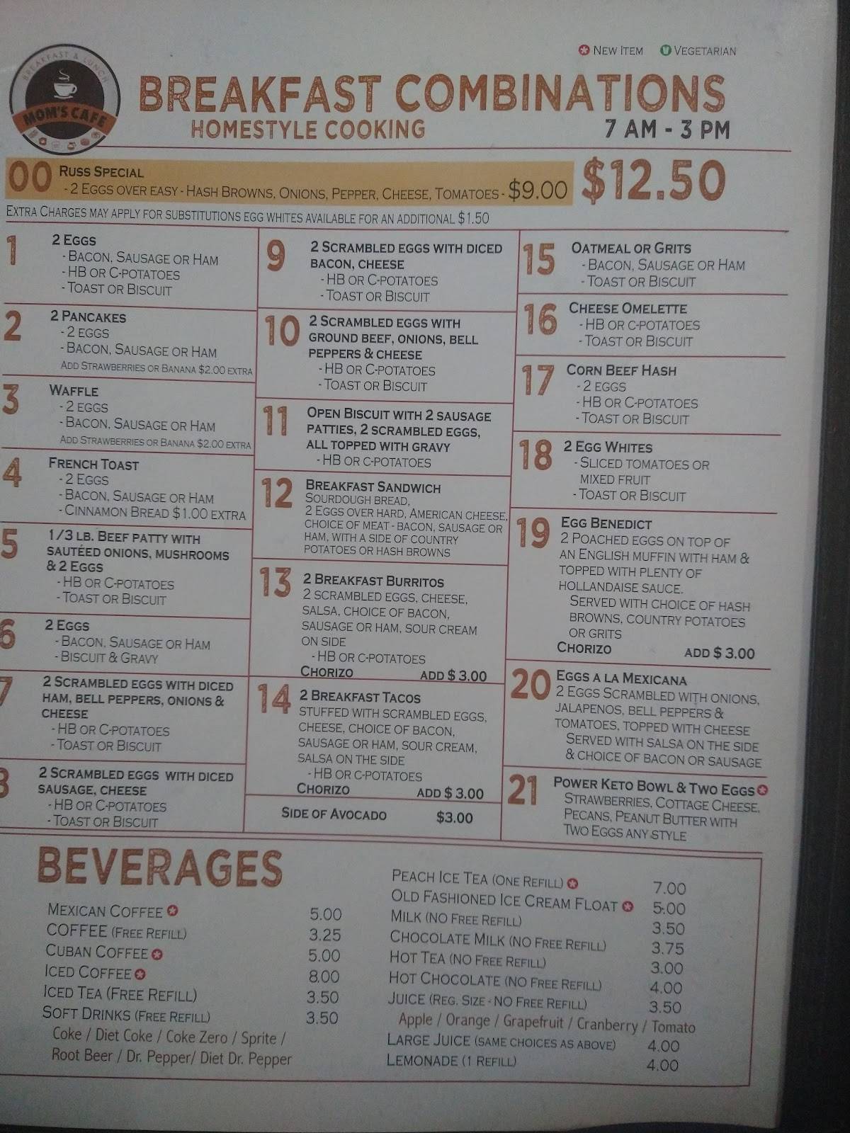 Mom's Cafe - Best All-Day Breakfast, Brunch & Lunch in Allen, TX меню