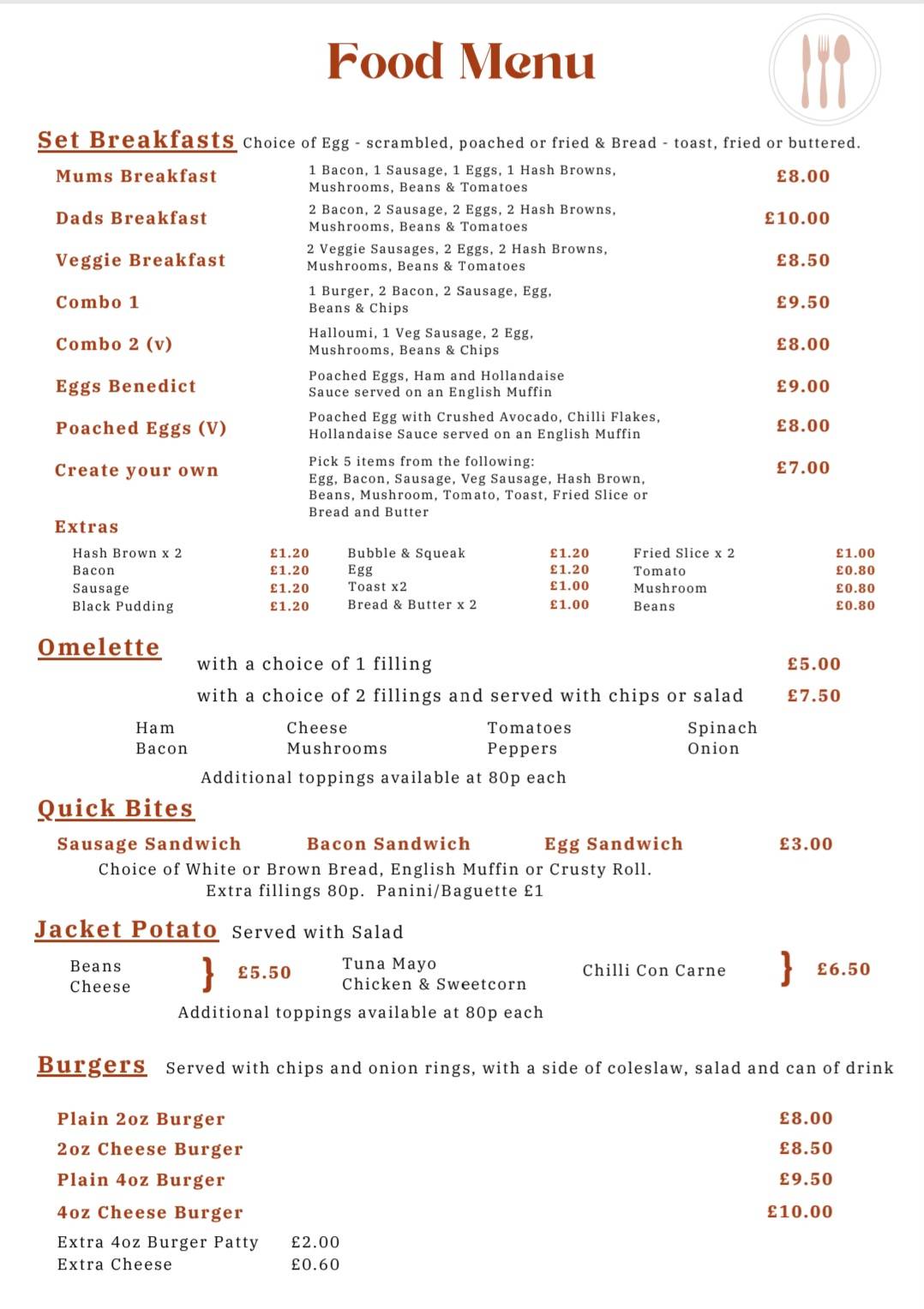 Mother's Kitchen Cafe-Pitsea меню