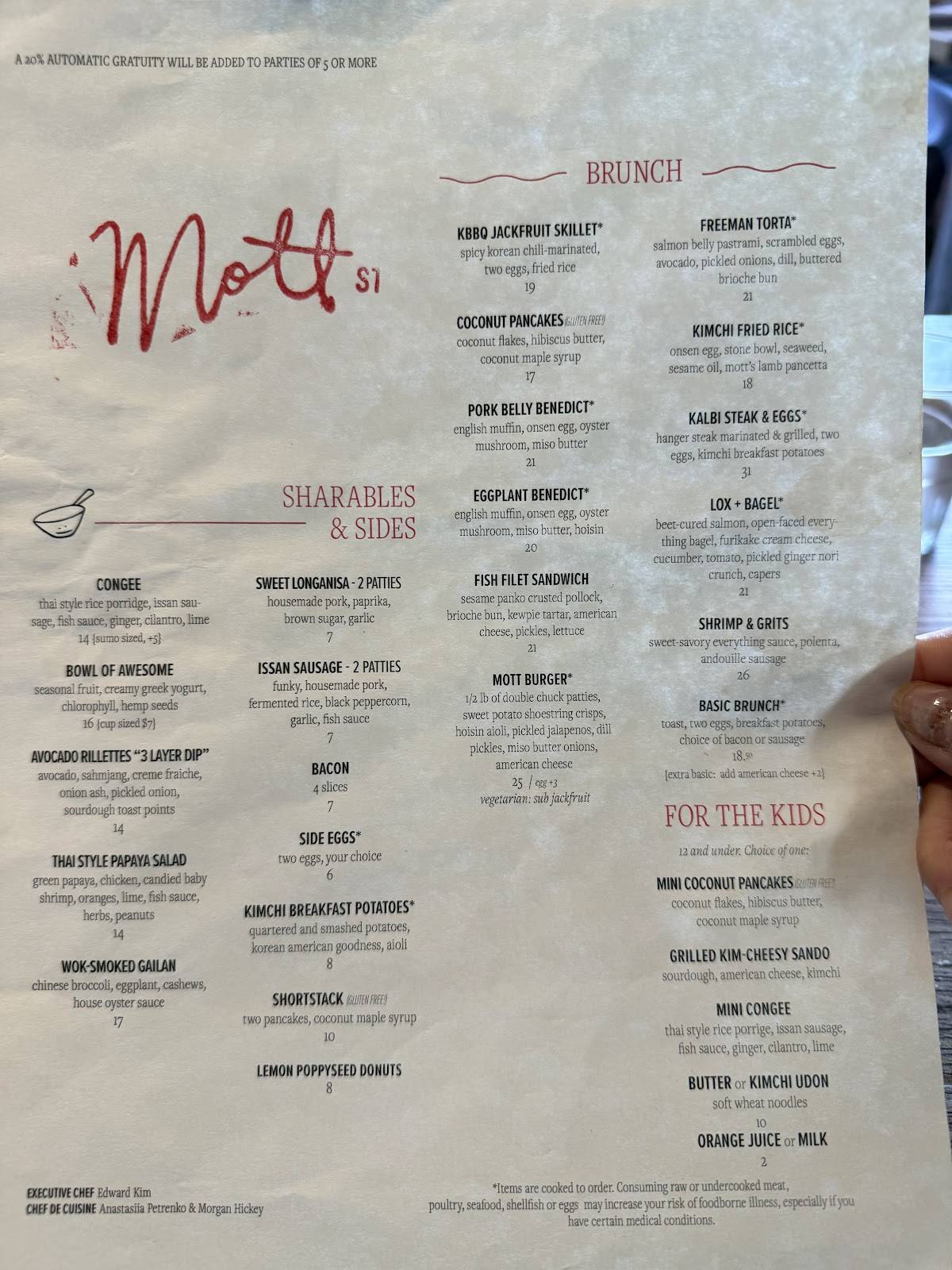 Mott St меню