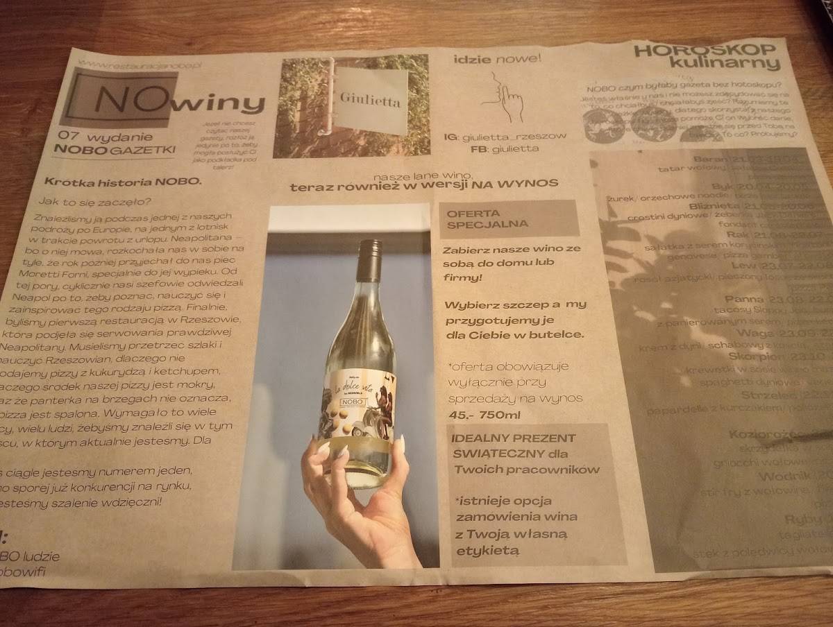 NOBO restauracja меню