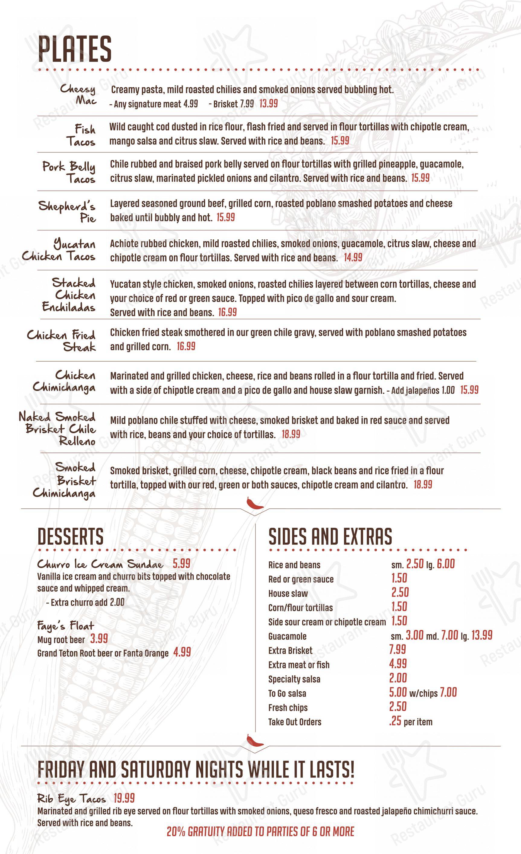 Меню напитков ресторана Nadines Mexican Kitchen