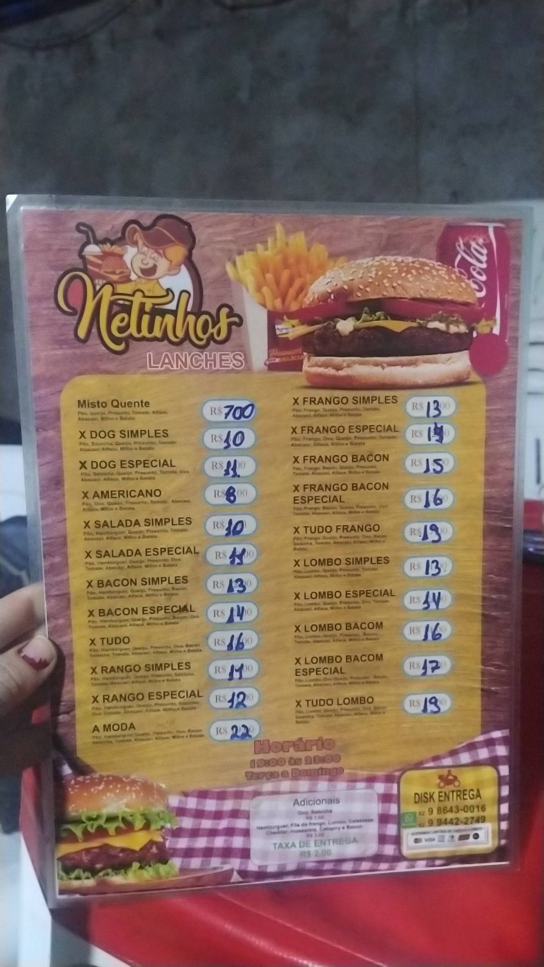 Netinhos Lanches меню