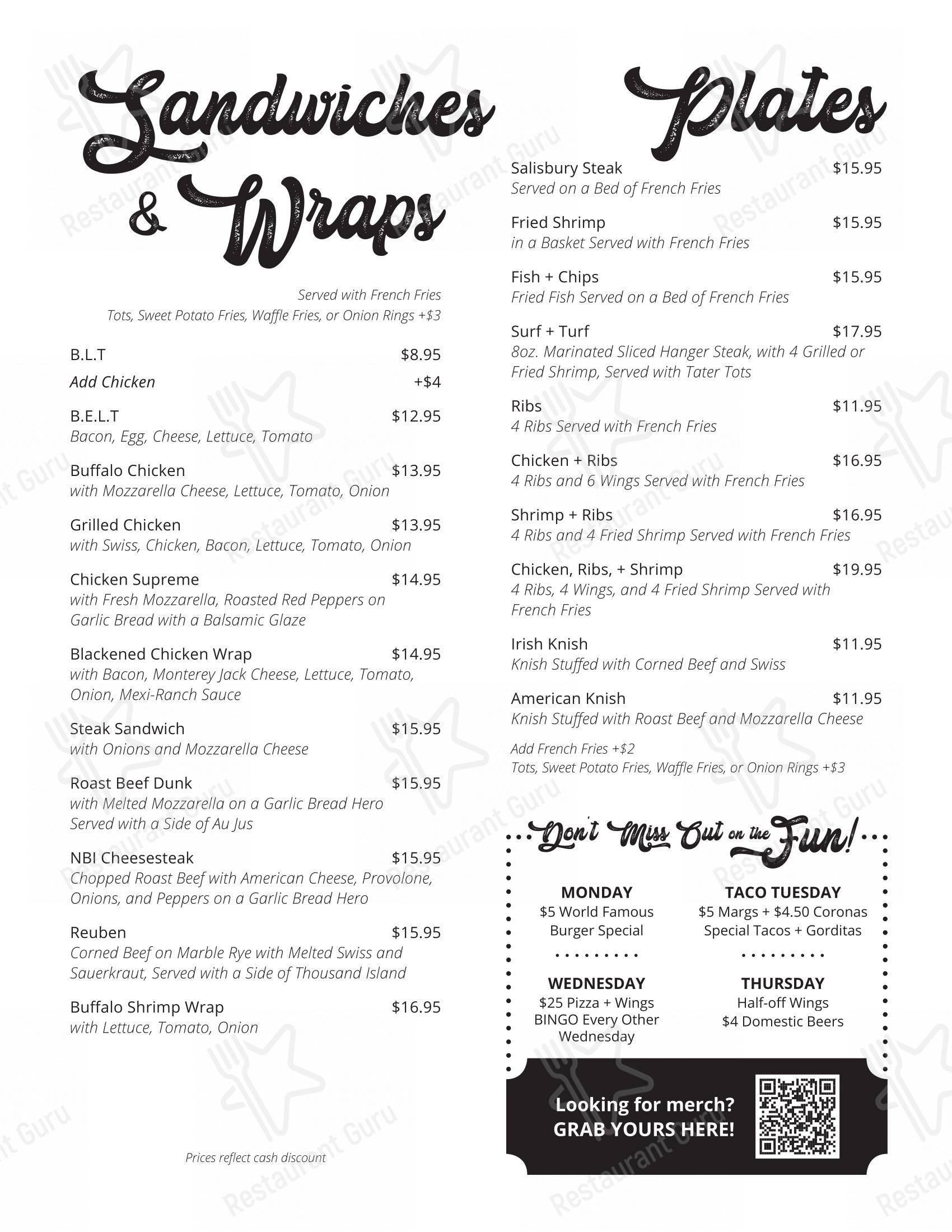 Newbridge Inn в Меррике - Меню