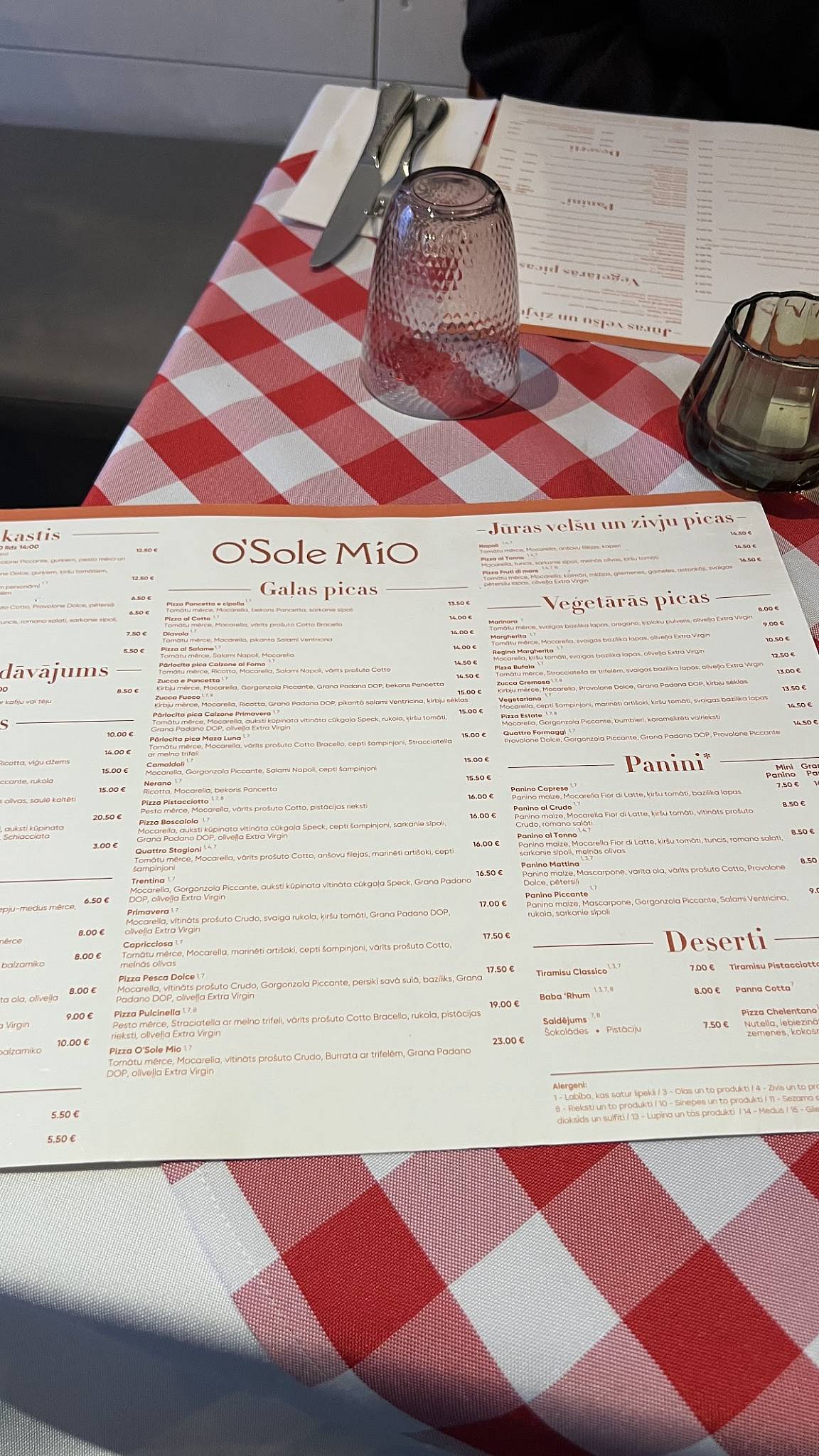 O'Sole Mio меню