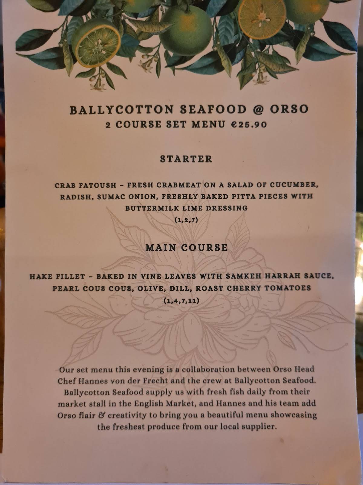 Orso Kitchen & Bar меню