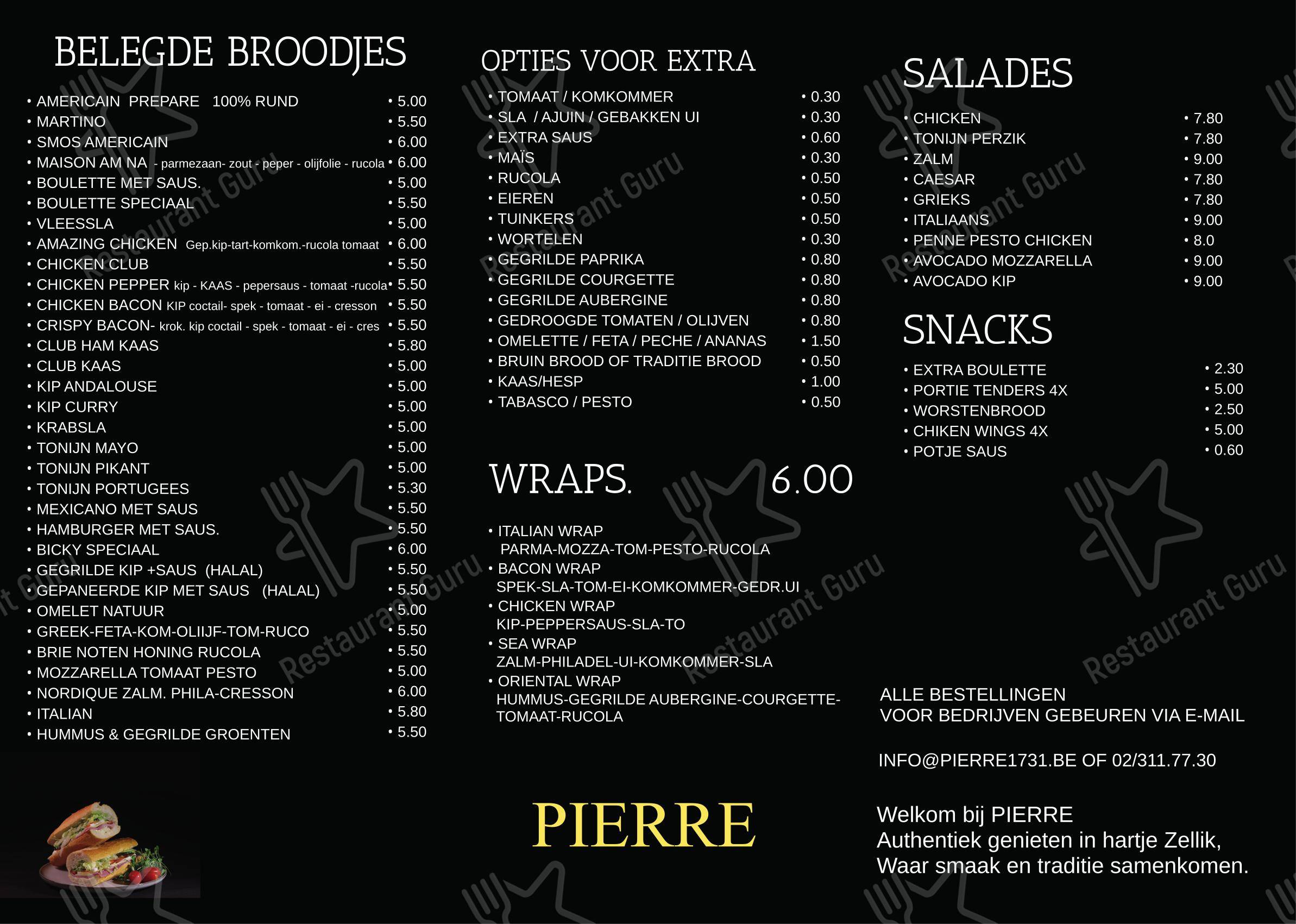 Меню PIERRE