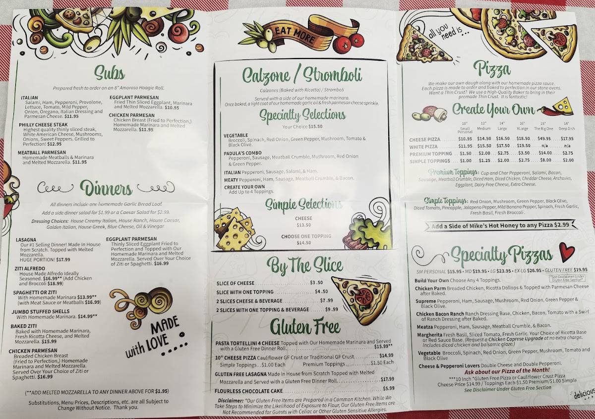 Padula's Pizzeria меню