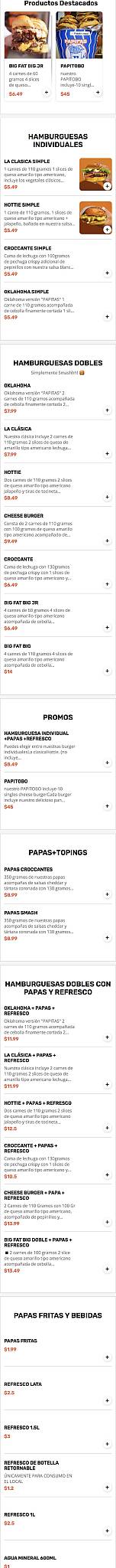 Papitas меню