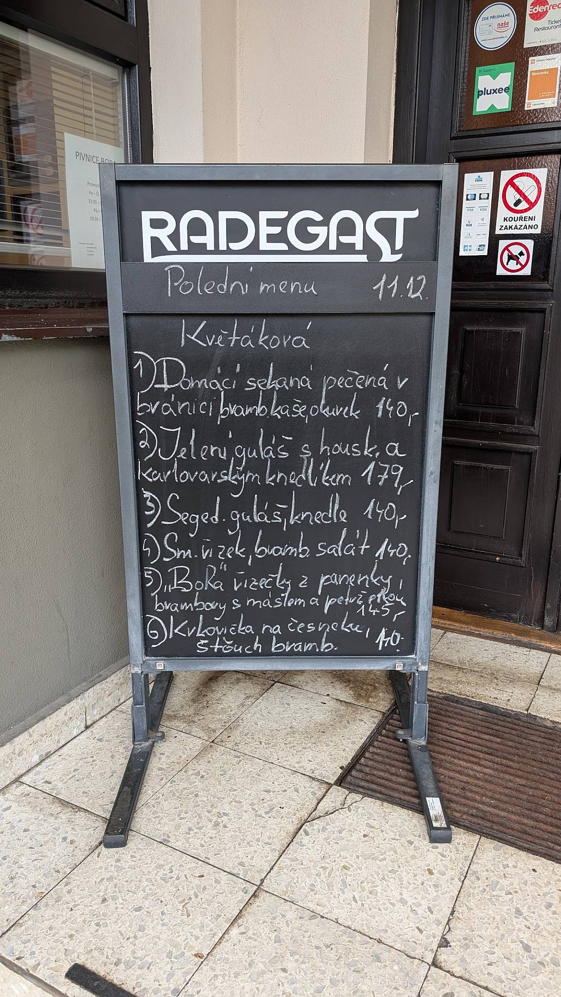 Restaurace Hasičárna меню