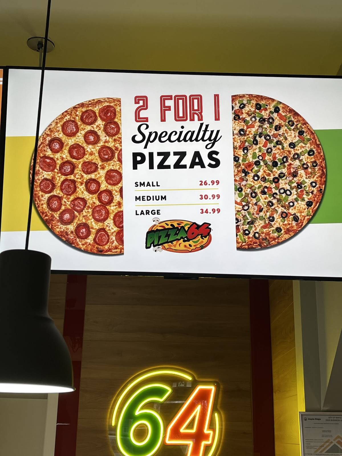 Pizza 64 Maple Ridge меню