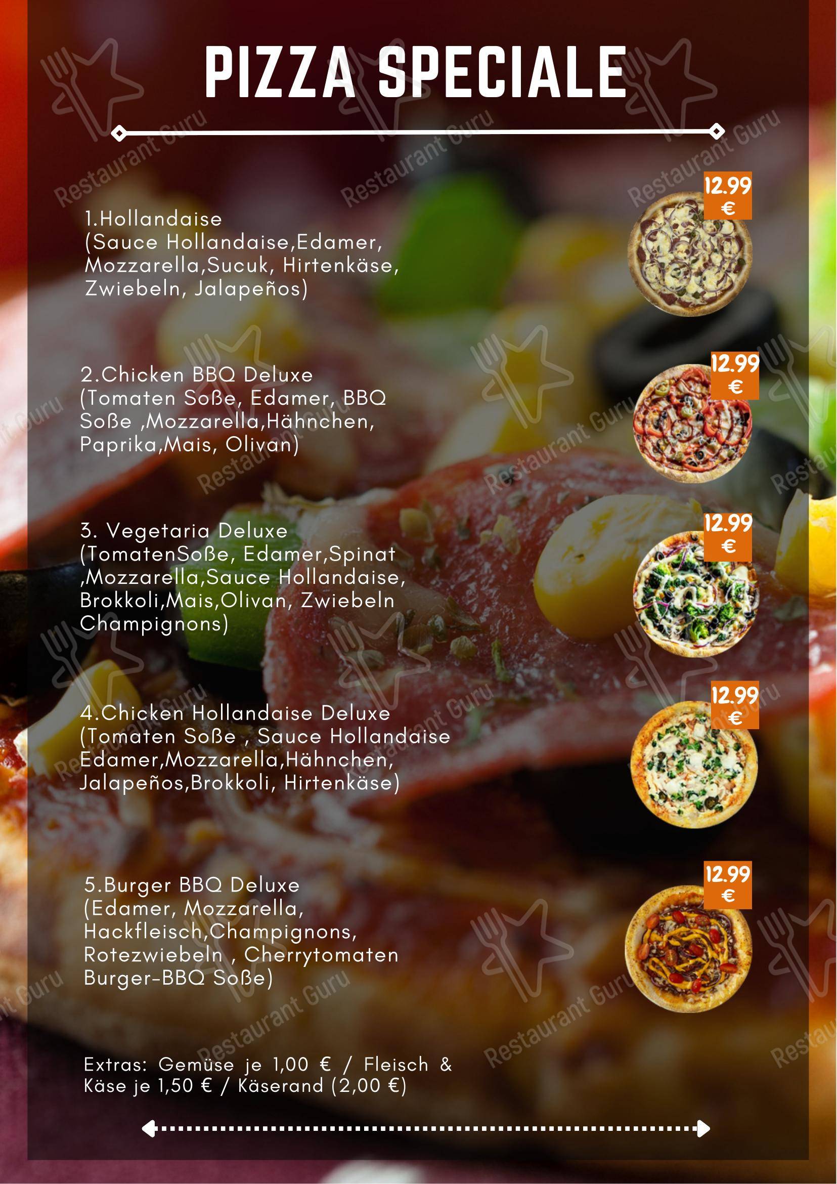 Меню ресторана Pizza M&M