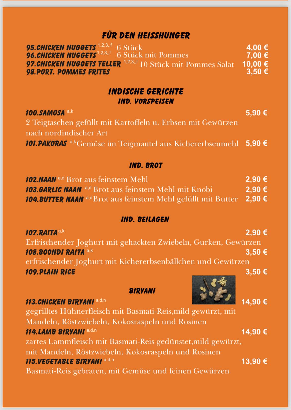 Pizza Napoli and Indian food меню