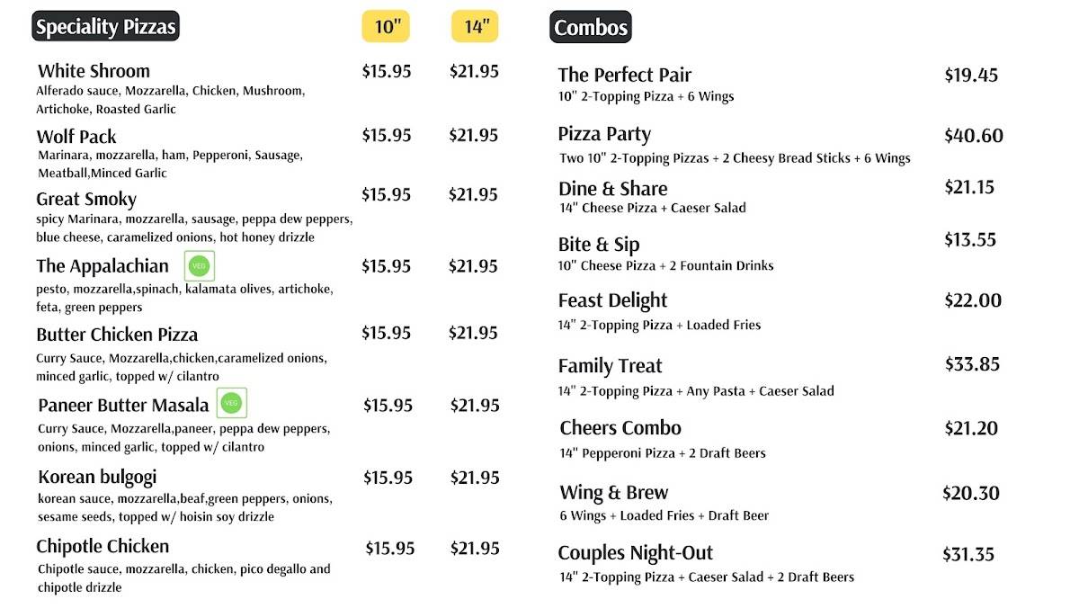 Pizza & Pints меню