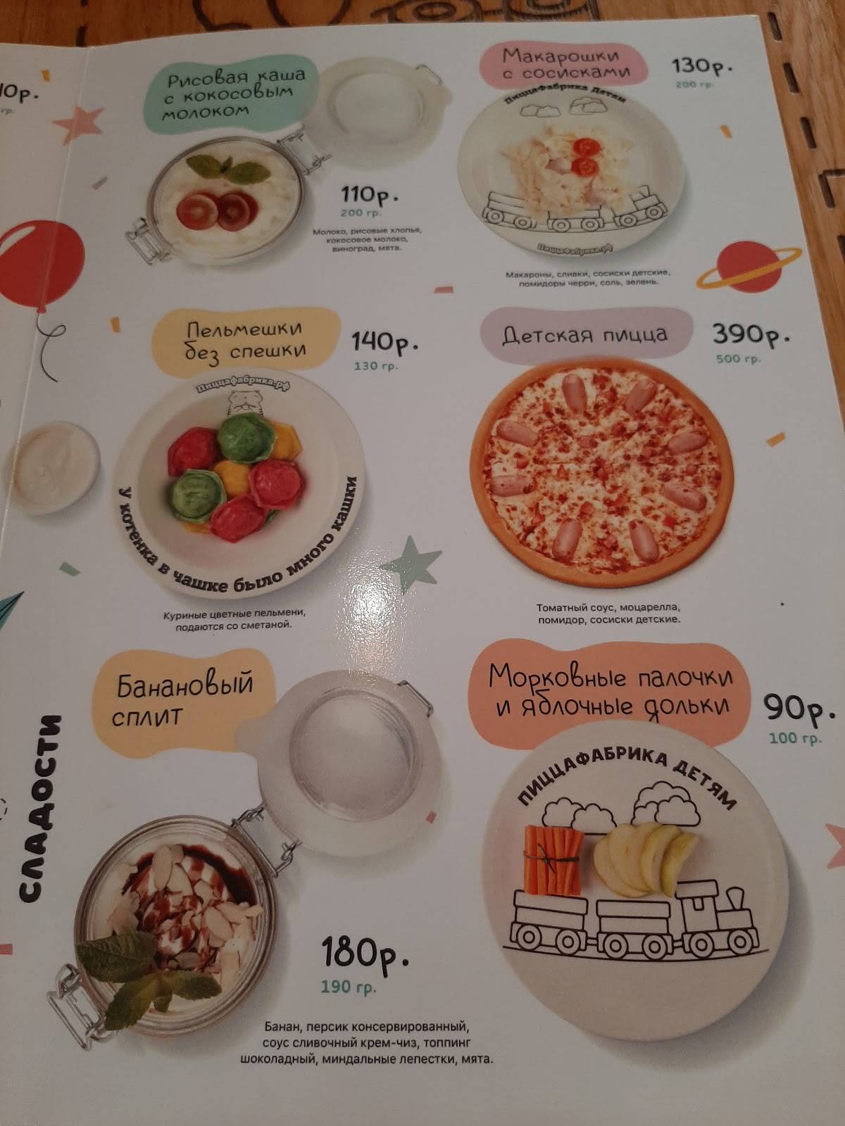 ПиццаФабрика меню