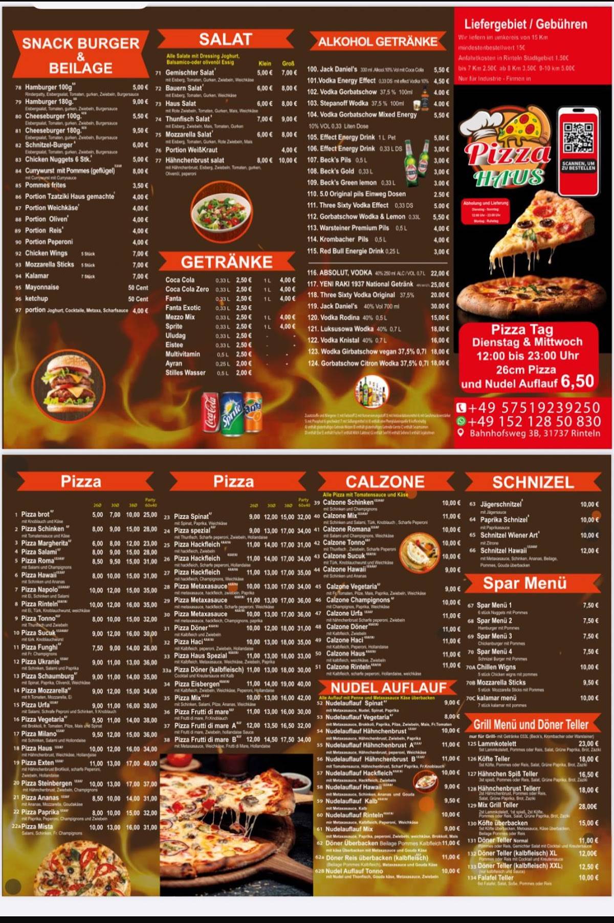 Pizzahaus Rinteln меню