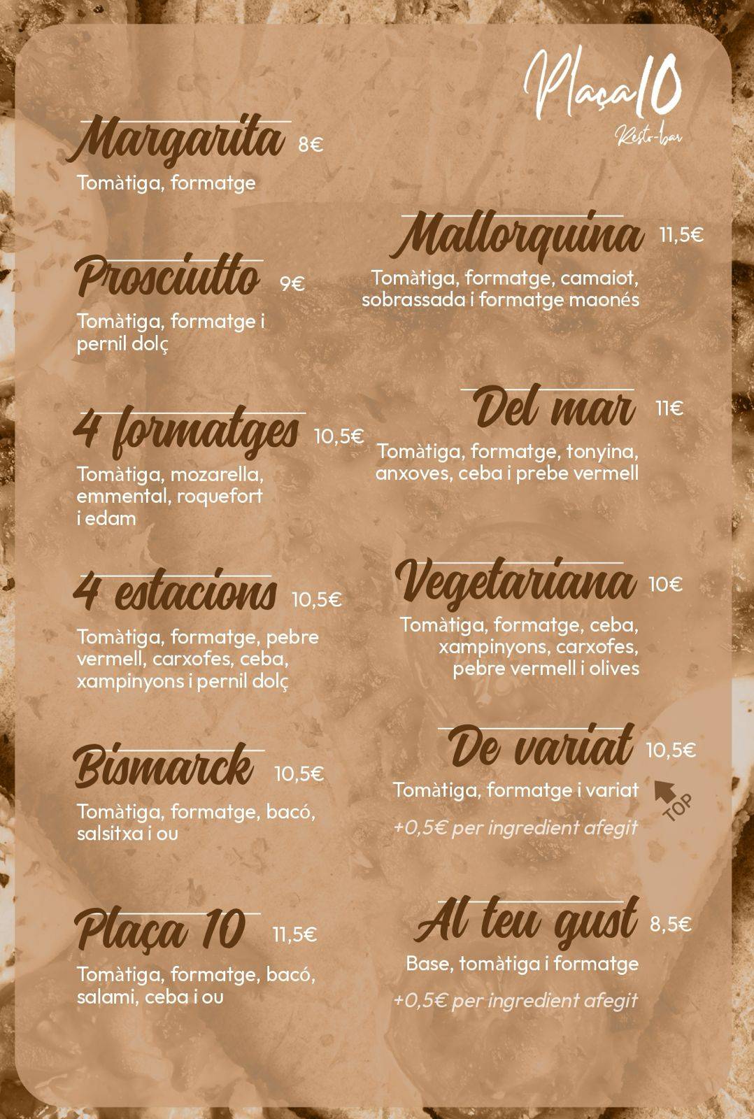 Plaça 10 меню