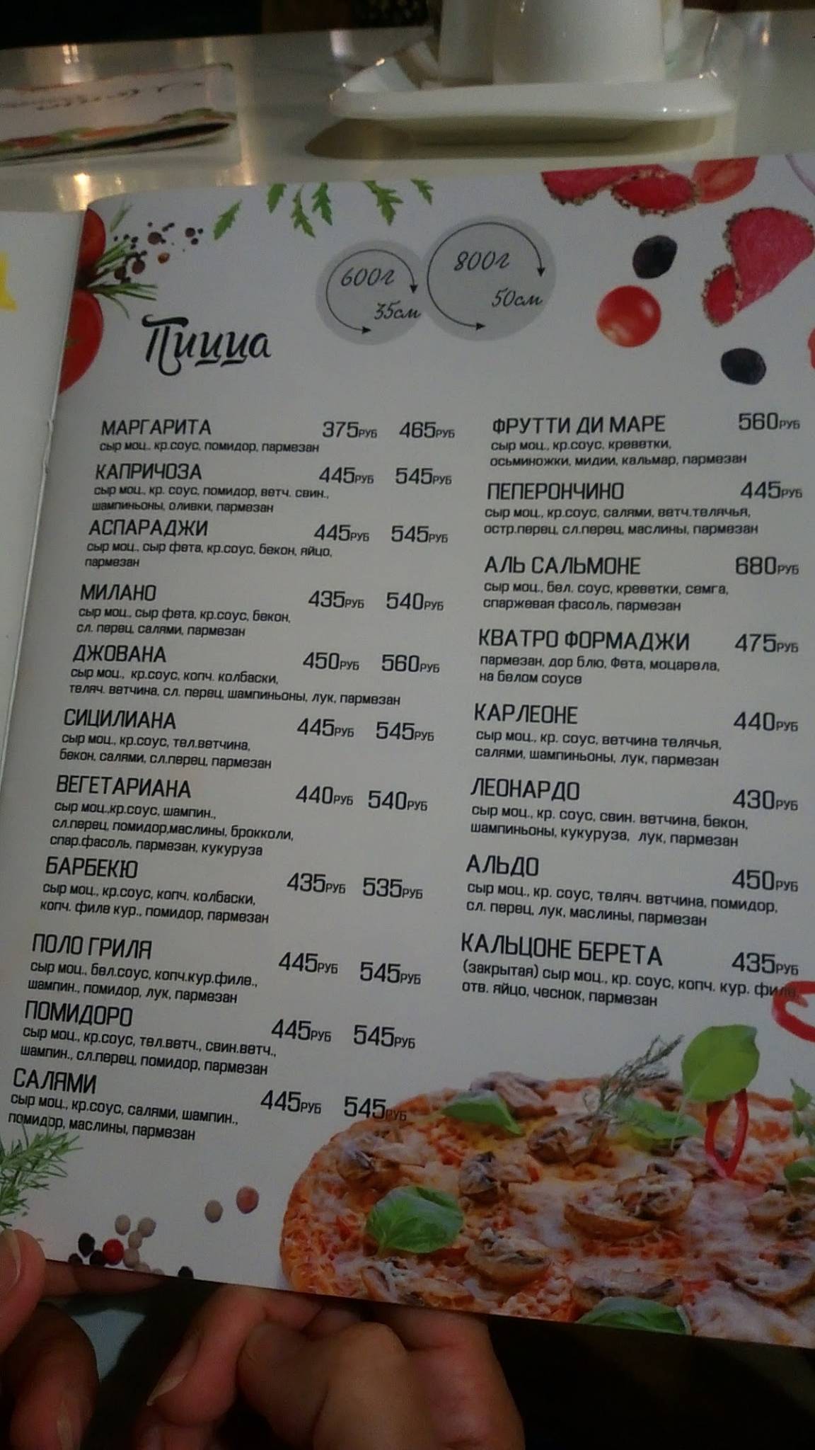 Pomidoro Pizza меню