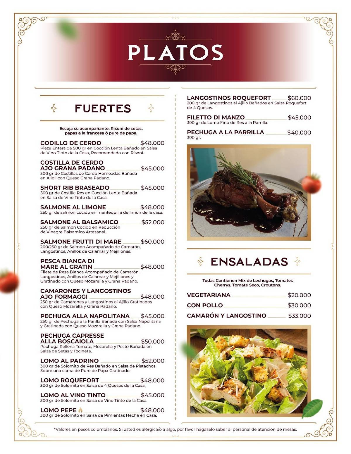 Portofino Ristorante меню