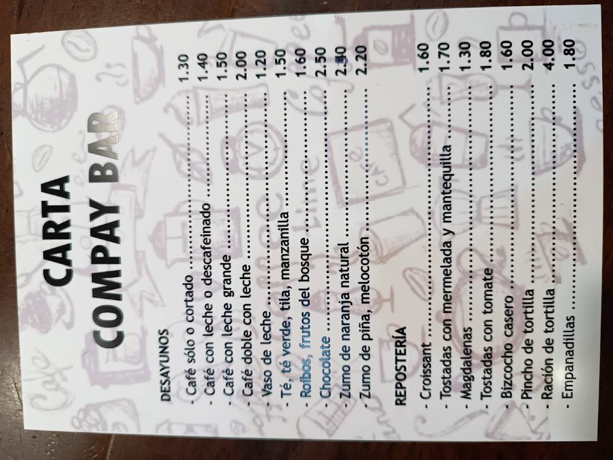 Compay Bar меню