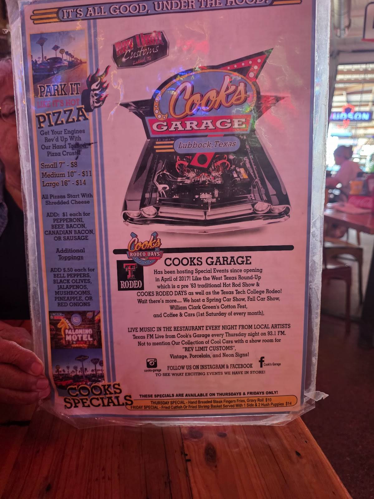 Cooks Garage меню