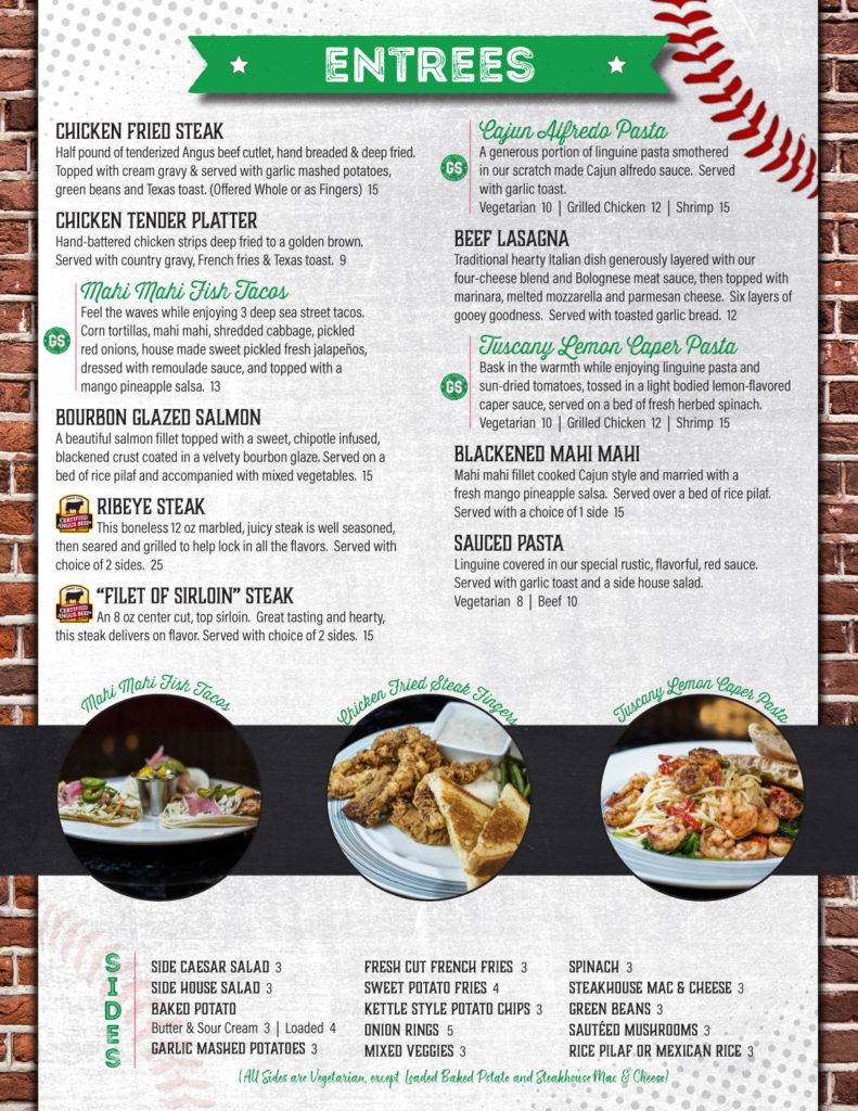Infield Restaurant & Sports Bar меню