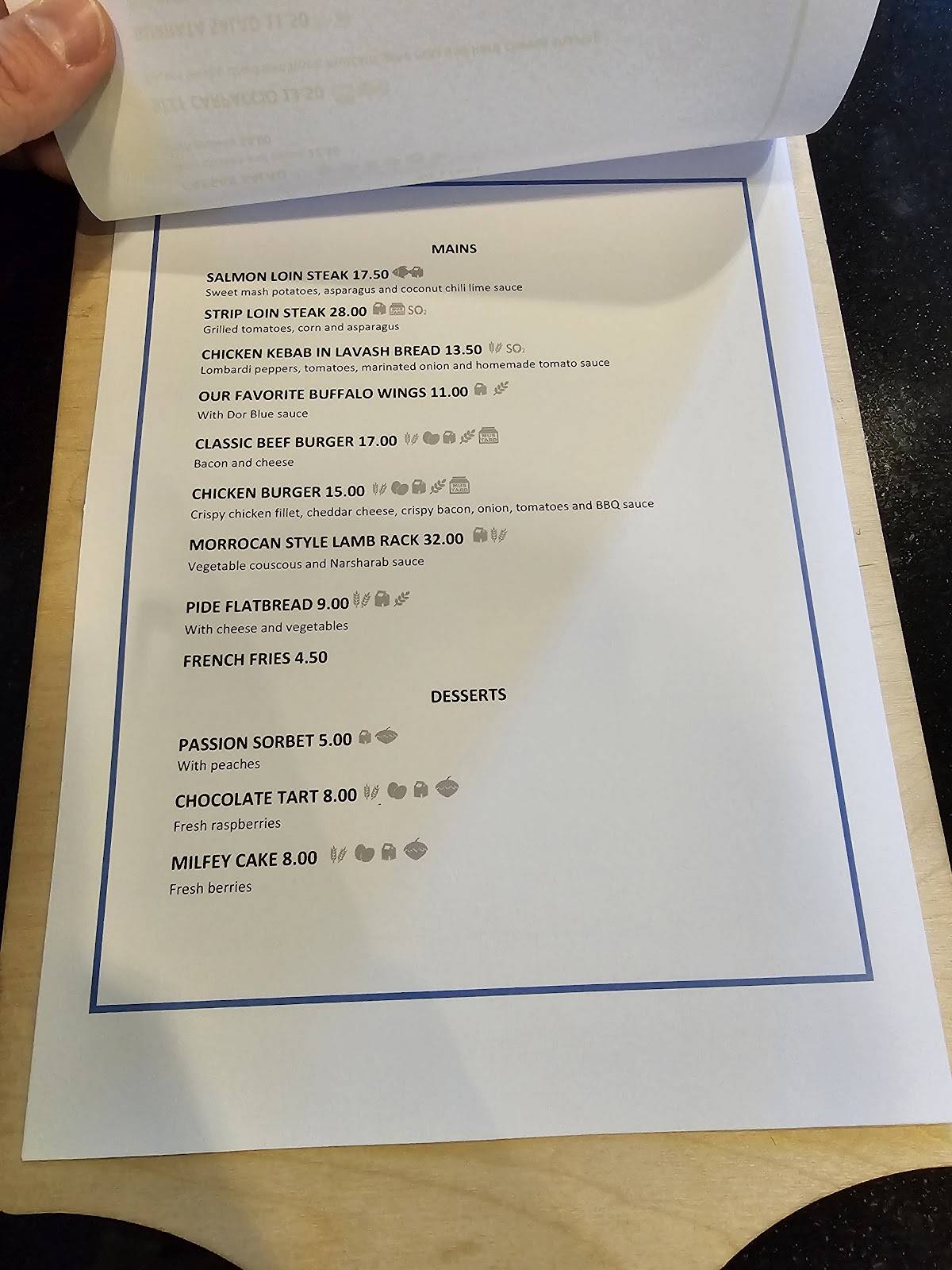 Panorama Restaurant & Bar меню
