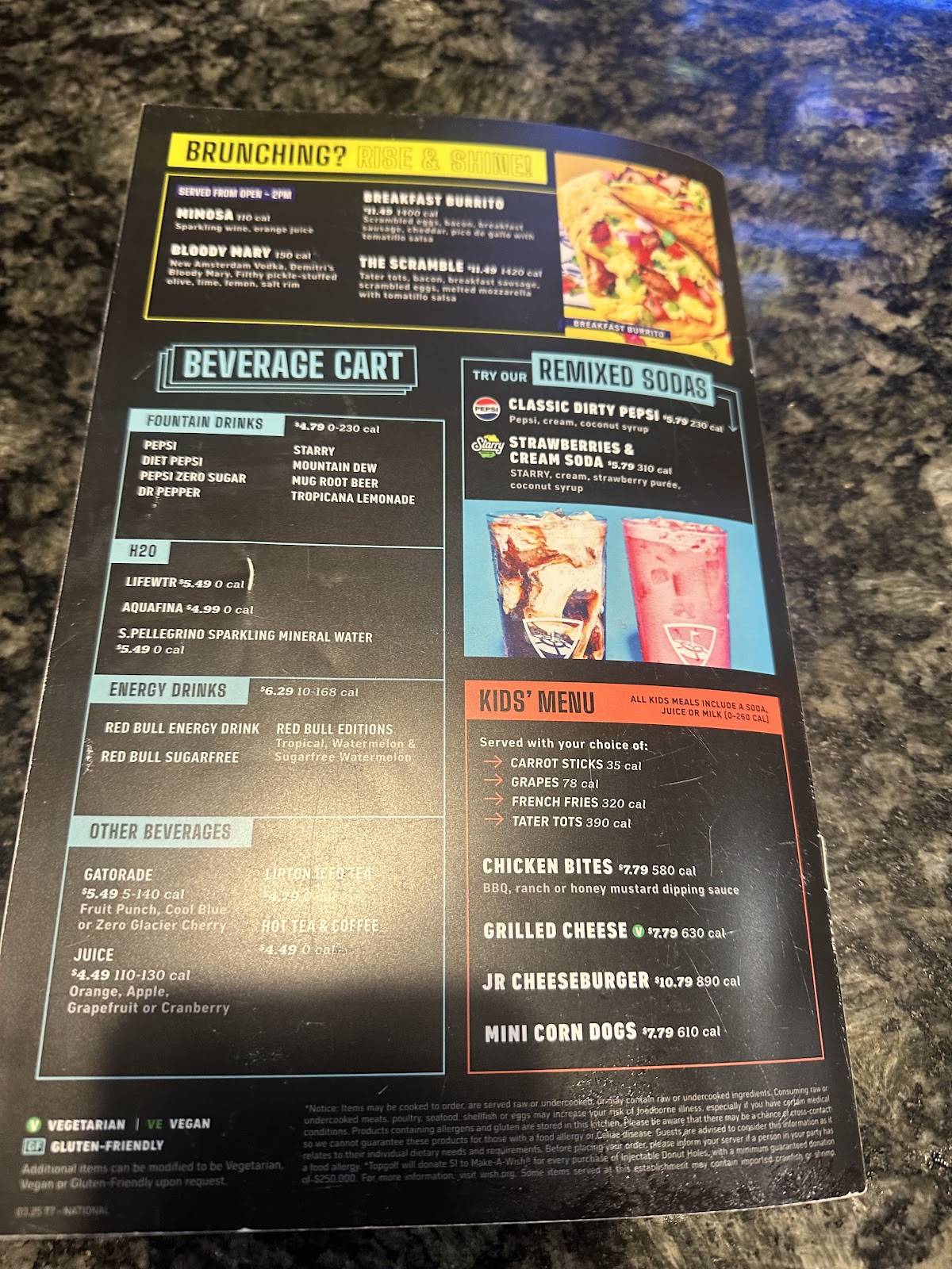 Topgolf El Segundo меню