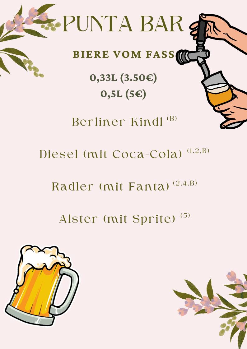 Punta Sportsbar & Cafè меню