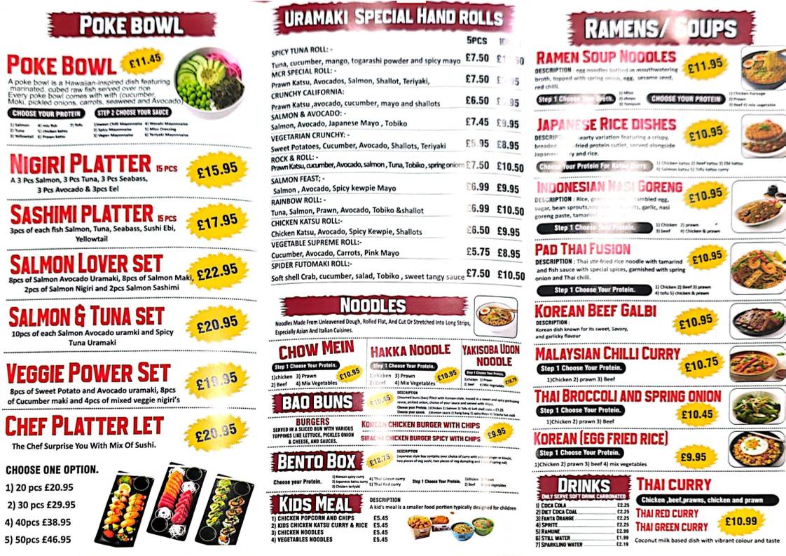 RAKUZEN Wok N Sushi (chinese & Japanese takeaway) меню