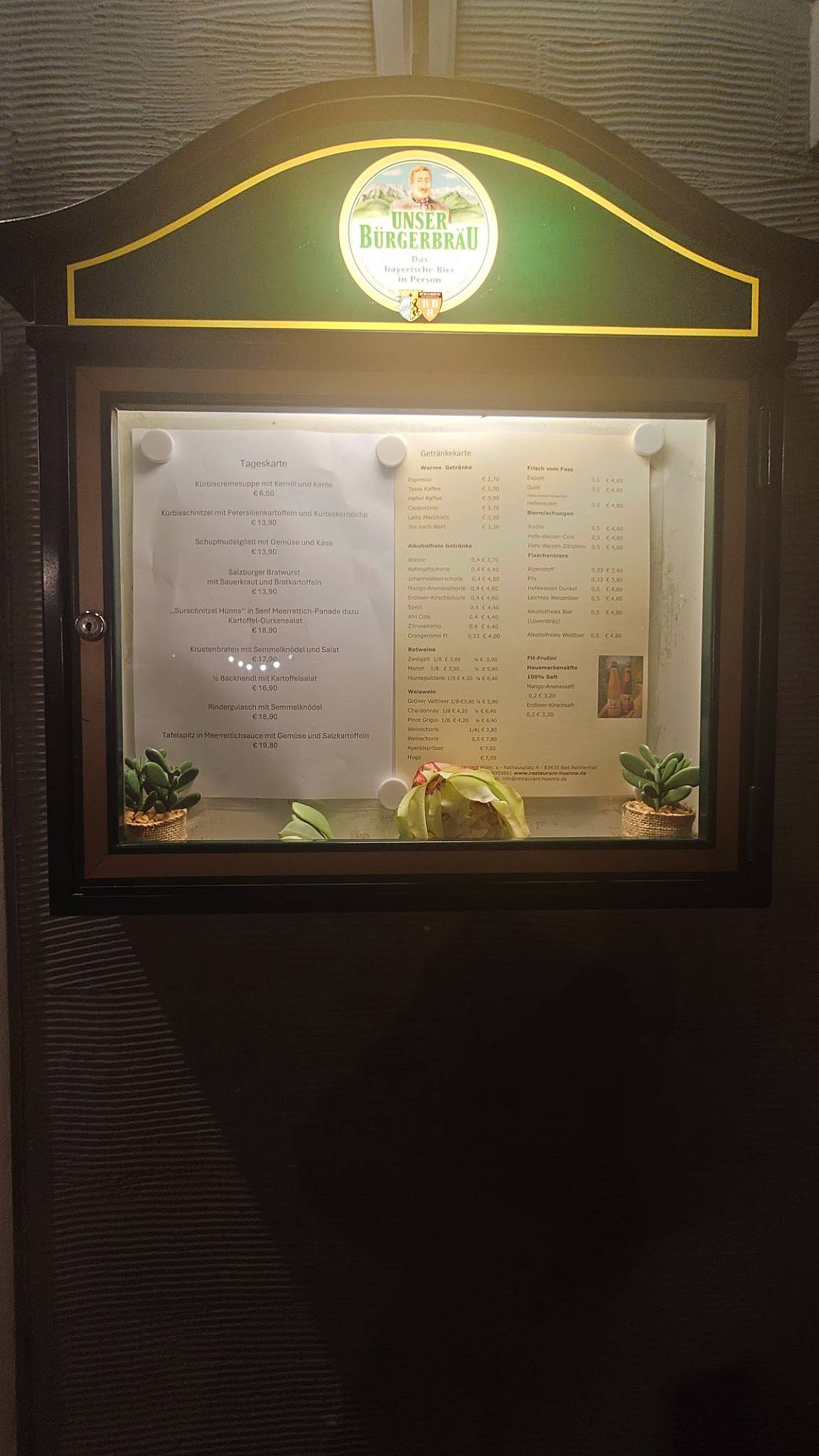 RESTAURANT HÜNNS меню
