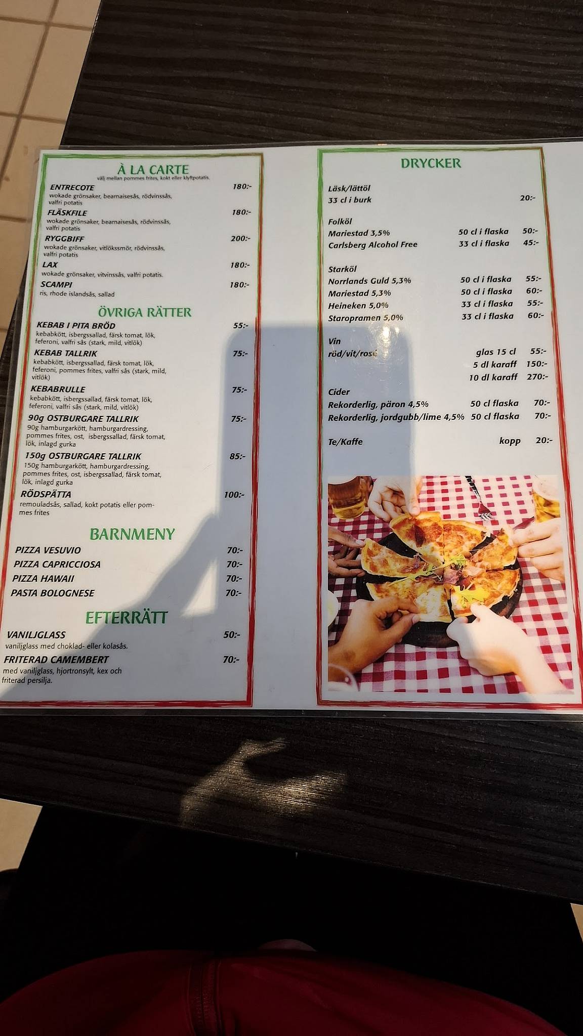 Restaurang Capri Malmö HB меню
