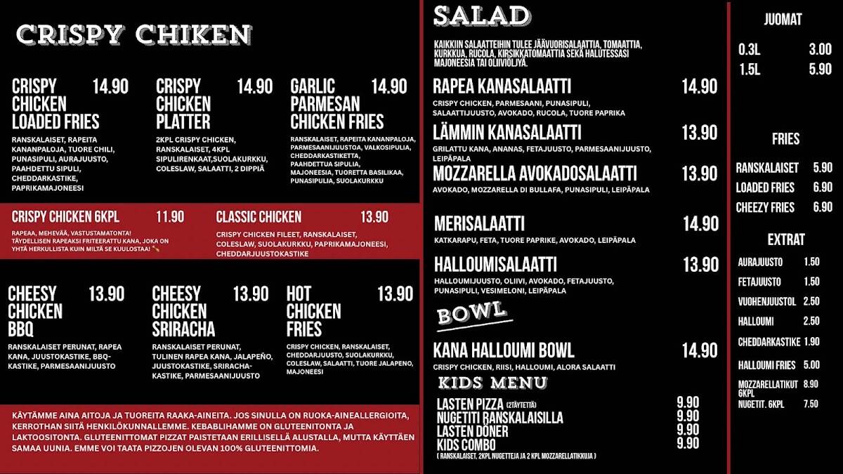 ALORA Ravintola & Cafè меню