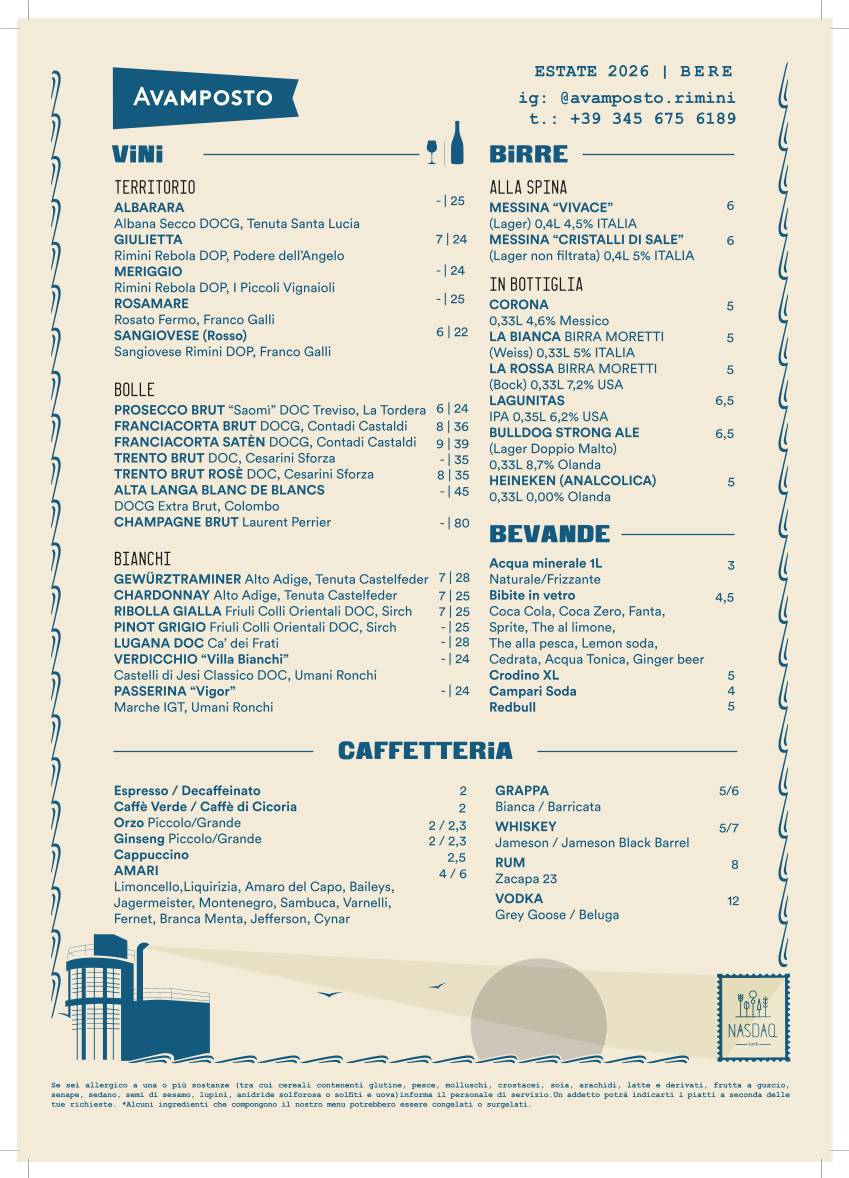 Avamposto Rimini меню