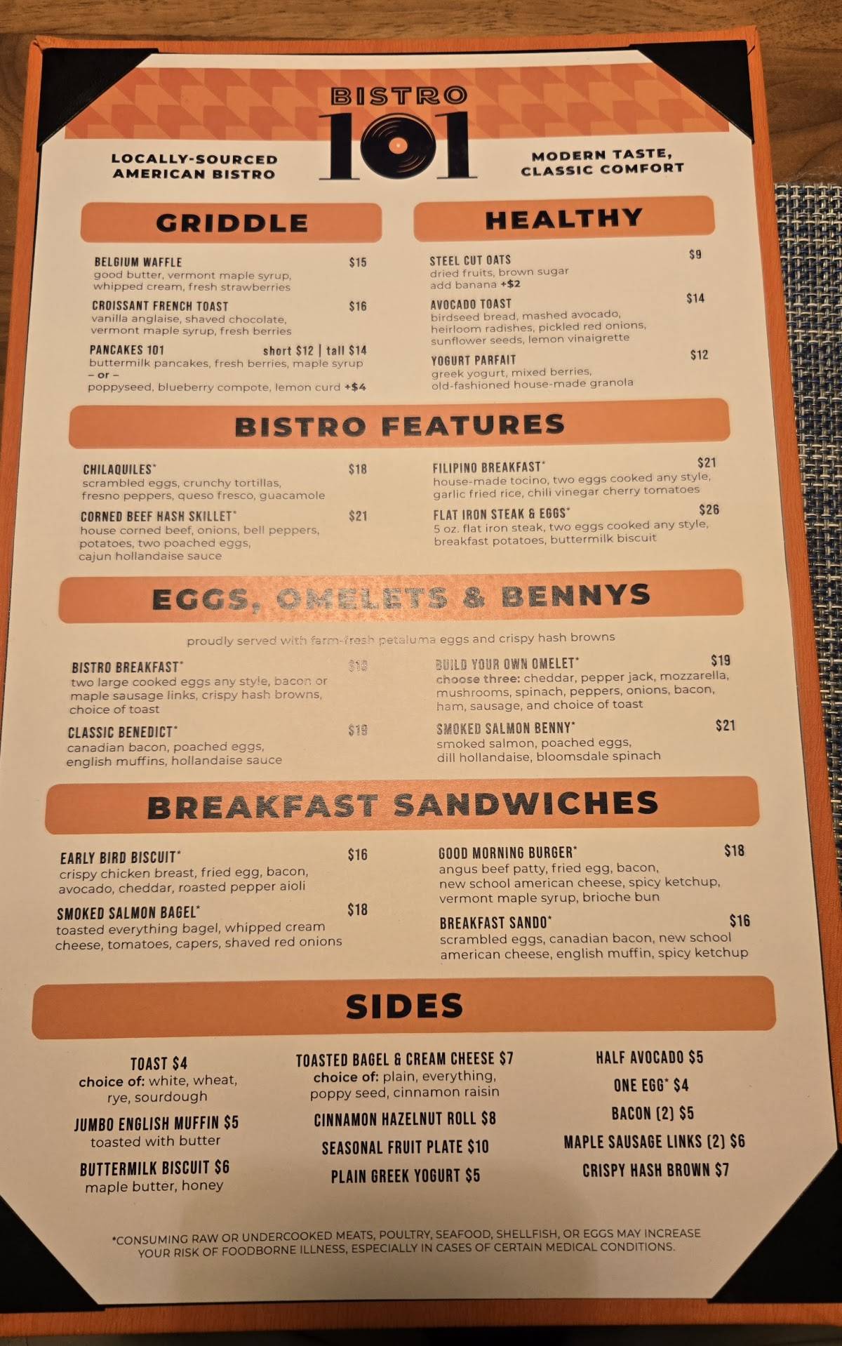 Bistro 101 меню