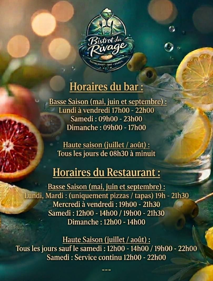 Bistrot du Rivage меню