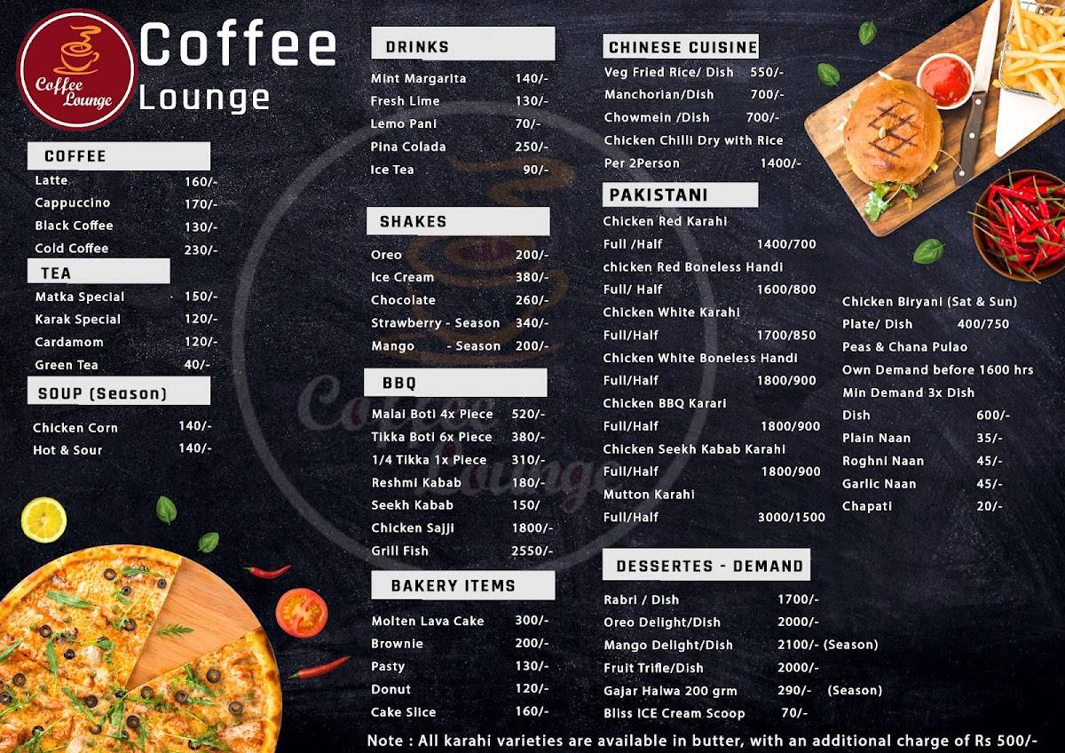 Coffee lounge Risalpur меню