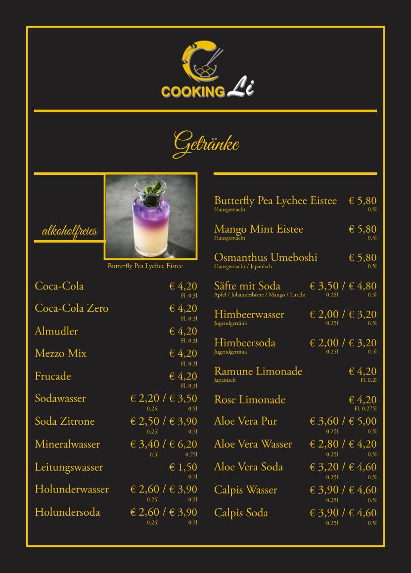 Cooking Li меню