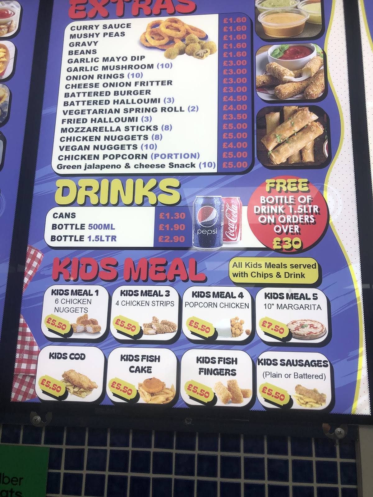 Crispy fish and chips меню