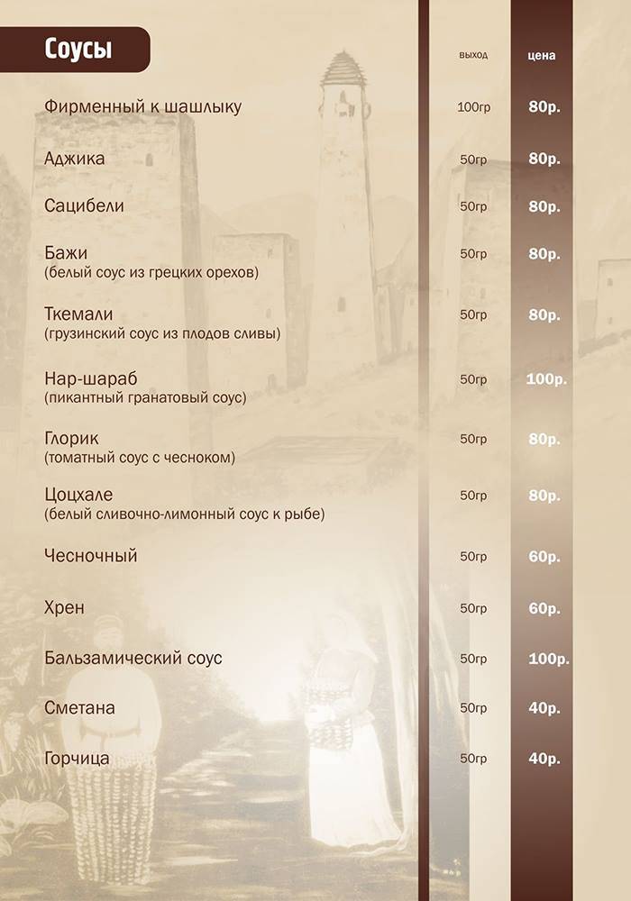Генацвале меню