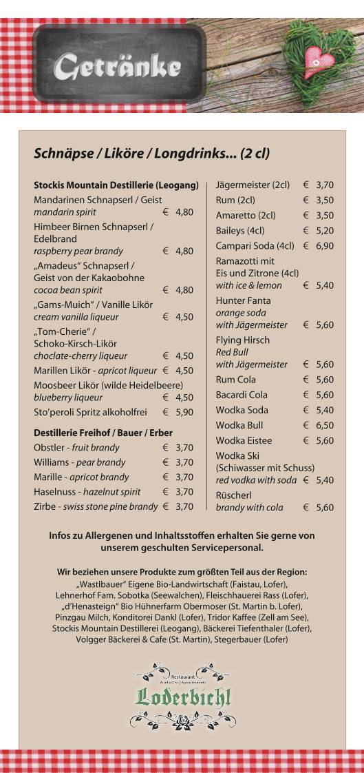 Haus Loderbichl меню