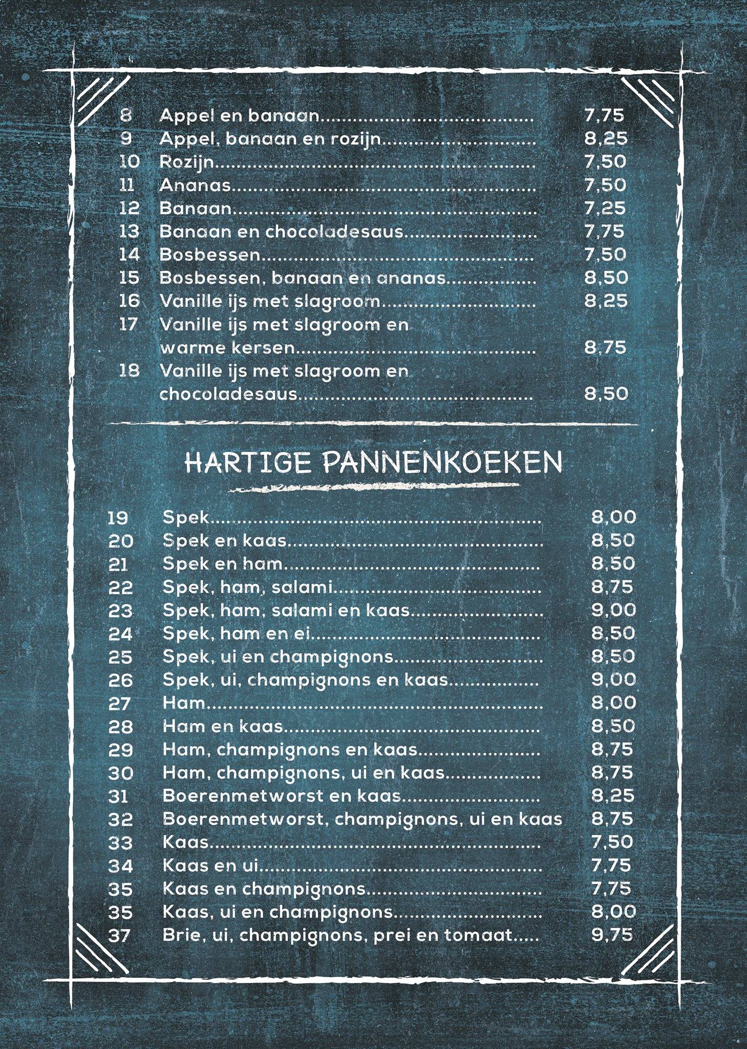Pannenkoekschip меню