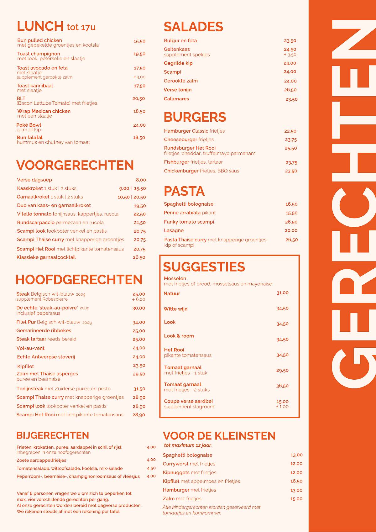 Het Rooi меню