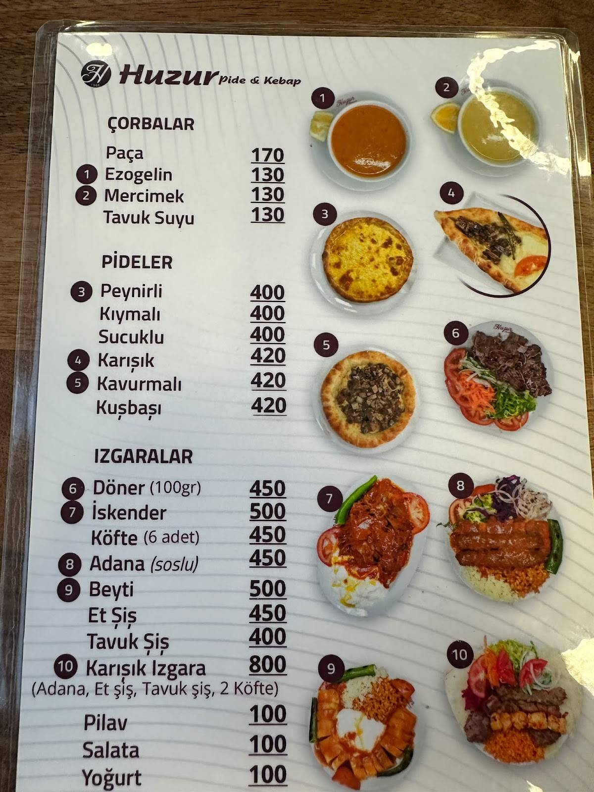 Huzur Pide & Kebap меню