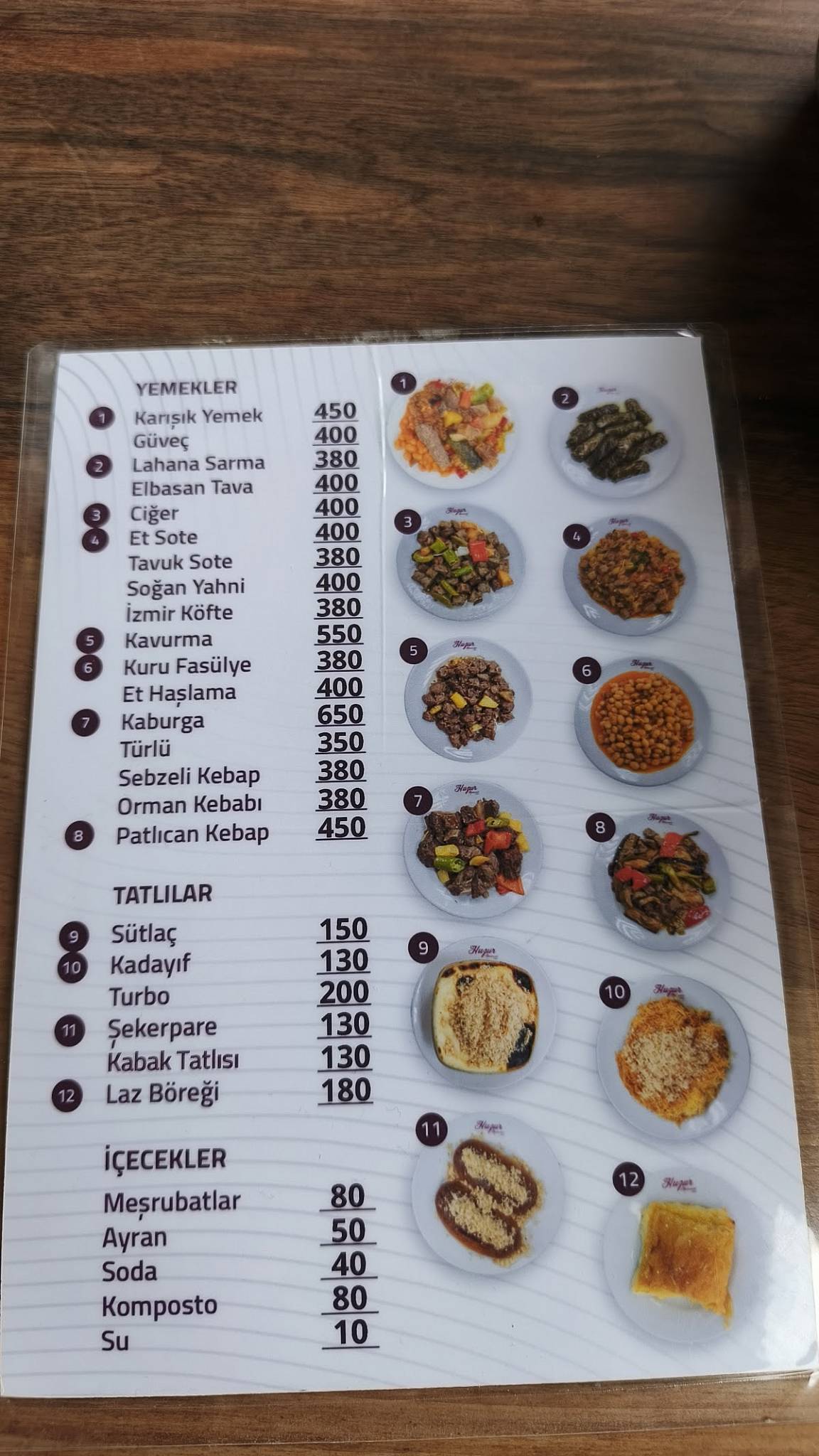 Huzur Pide & Kebap меню