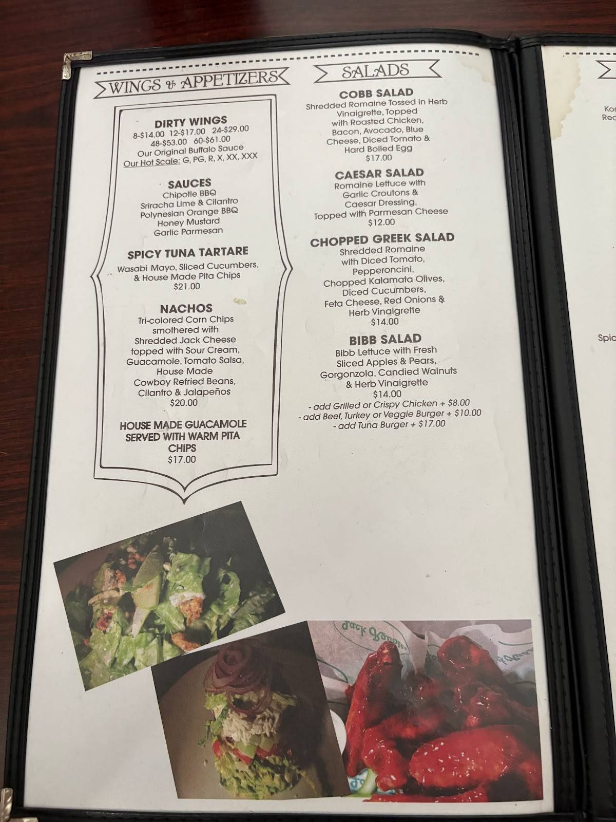 Jack Rabbit's Burgers, Wings and Things меню