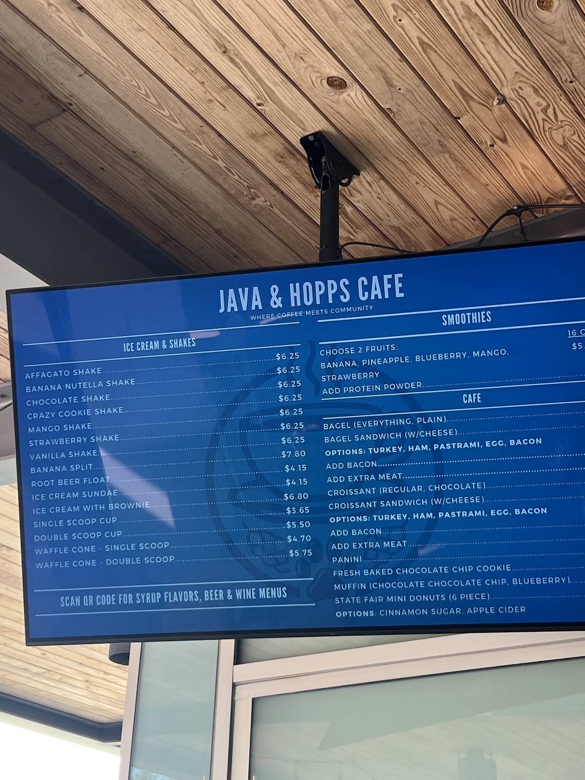 Java and Hopps Cafe меню