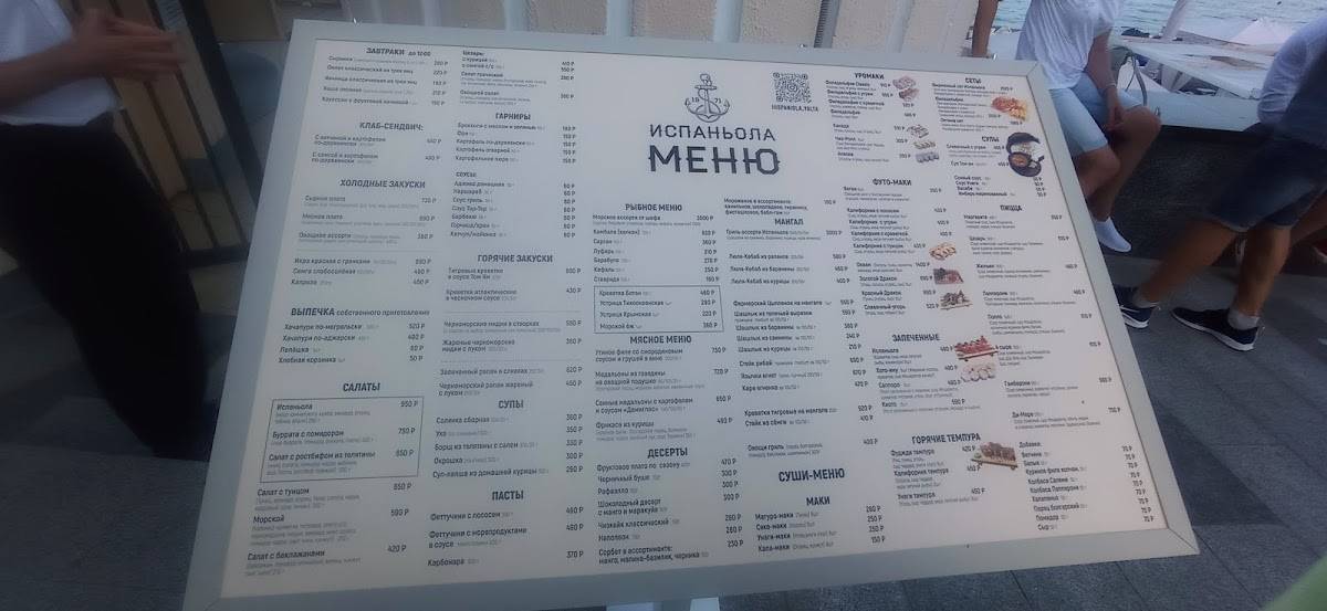 Кафе Испаньола меню