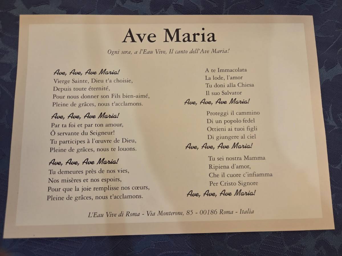 Restaurant L'Eau Vive меню