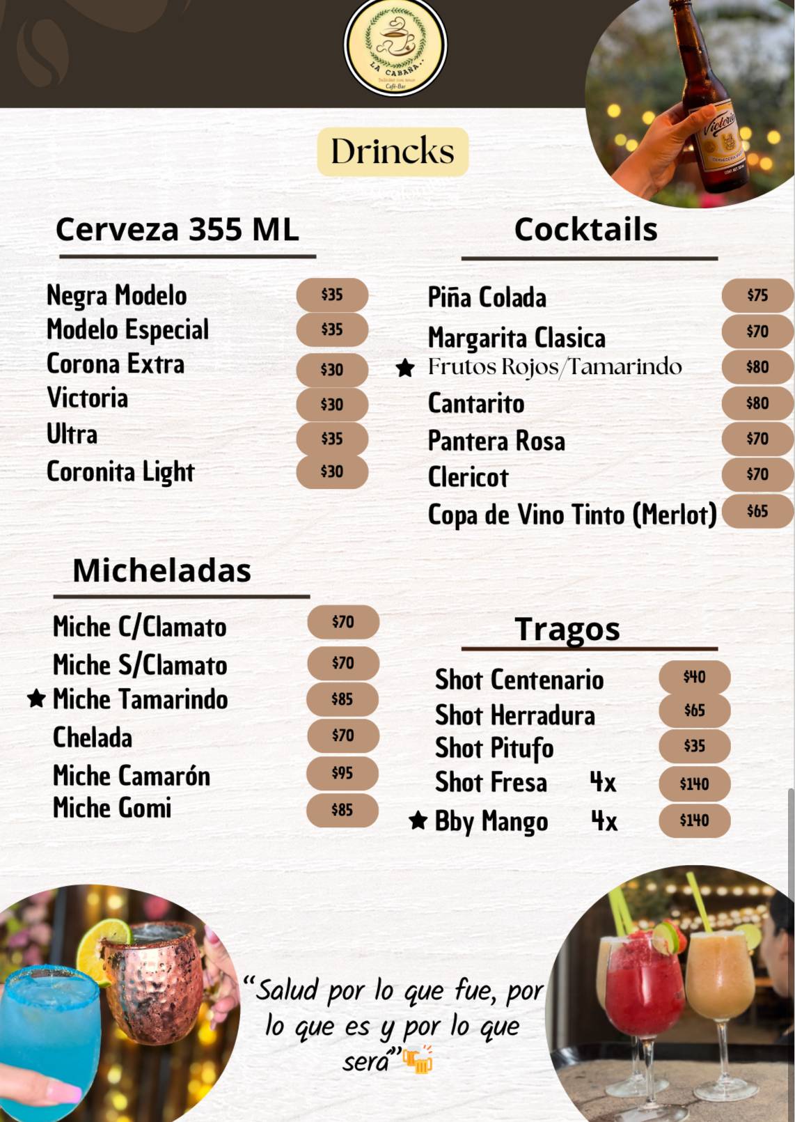 La Cabaña Cafe - Bar меню